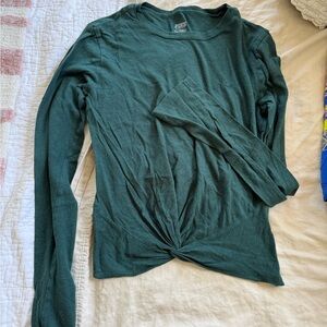 Green Long Sleeve Twist Front Top